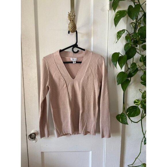 Calvin Klein women’s size medium sparkly V-neck sweater - Picture 1 of 12